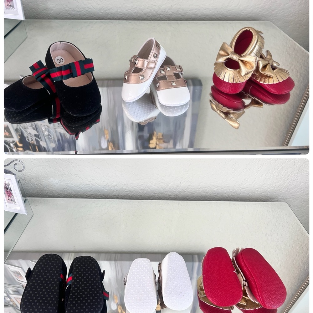 Stylish Kids Shoes Set - Black, White, Red, Gold